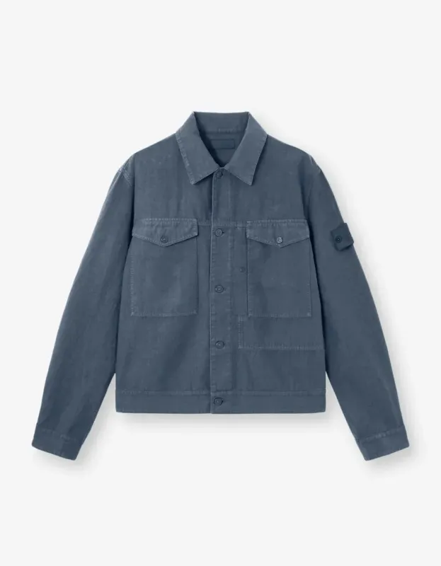 Stone Island Ghost Blue Bonded Linen-TC Jacket made by Stone Island