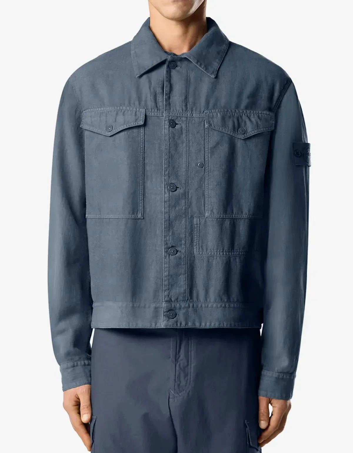 Stone Island Ghost Blue Bonded Linen-TC Jacket sold by Zoo Fashions product image thumbnail 3