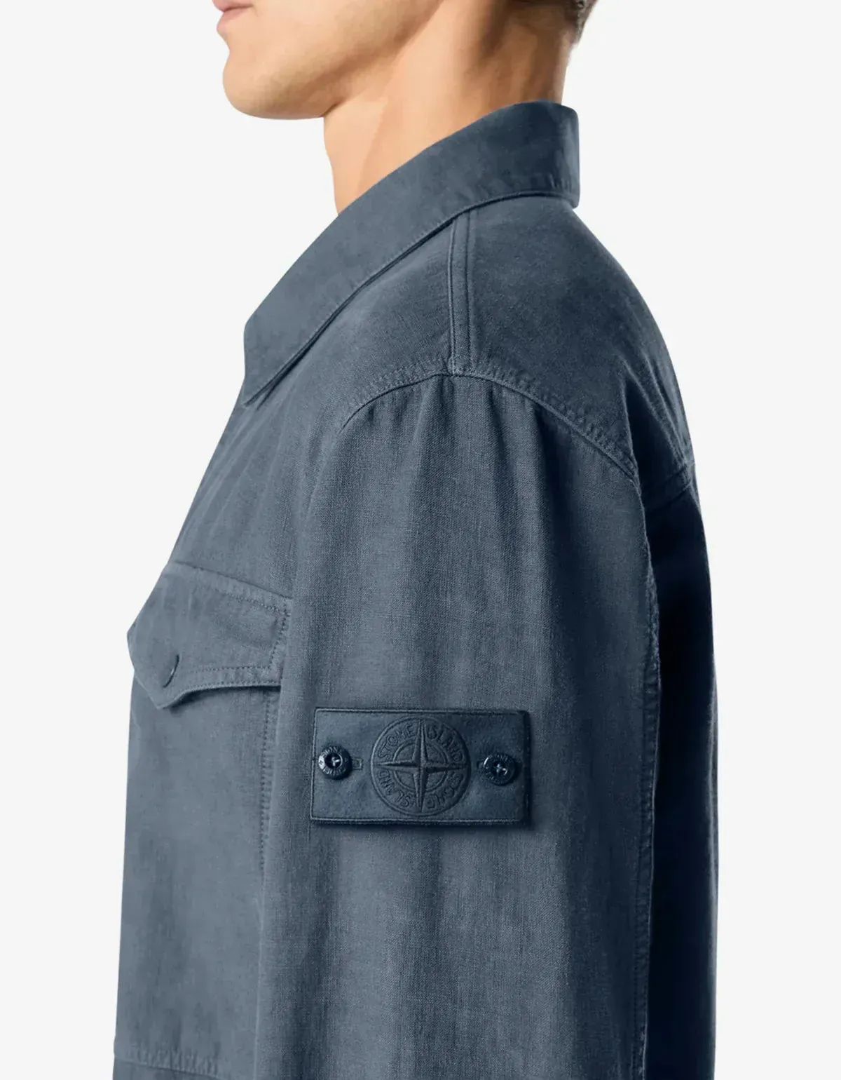Stone Island Ghost Blue Bonded Linen-TC Jacket sold by Zoo Fashions product image thumbnail 4