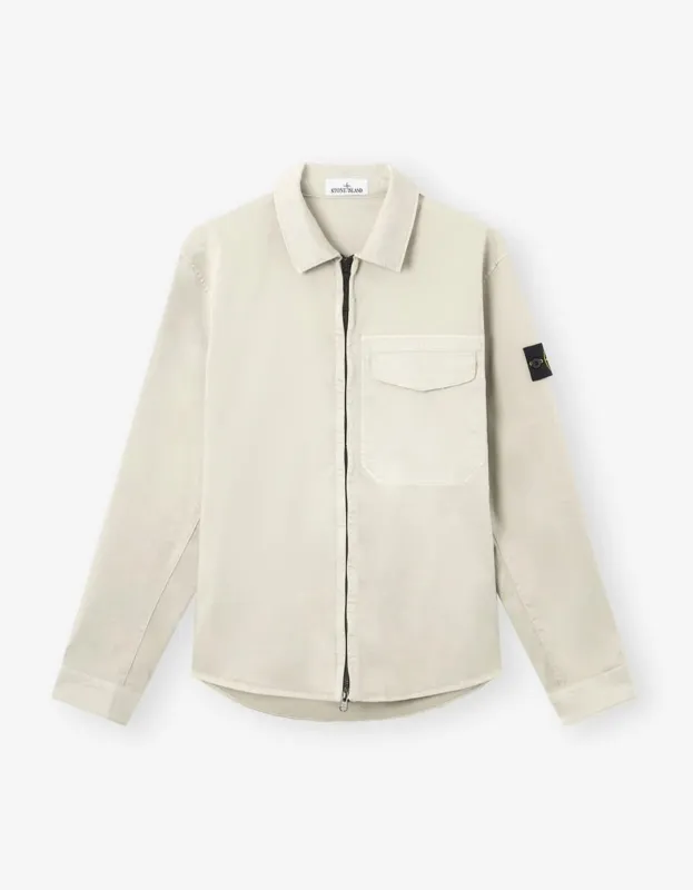 Stone Island Grey Cotton Satin Overshirt made by Stone Island