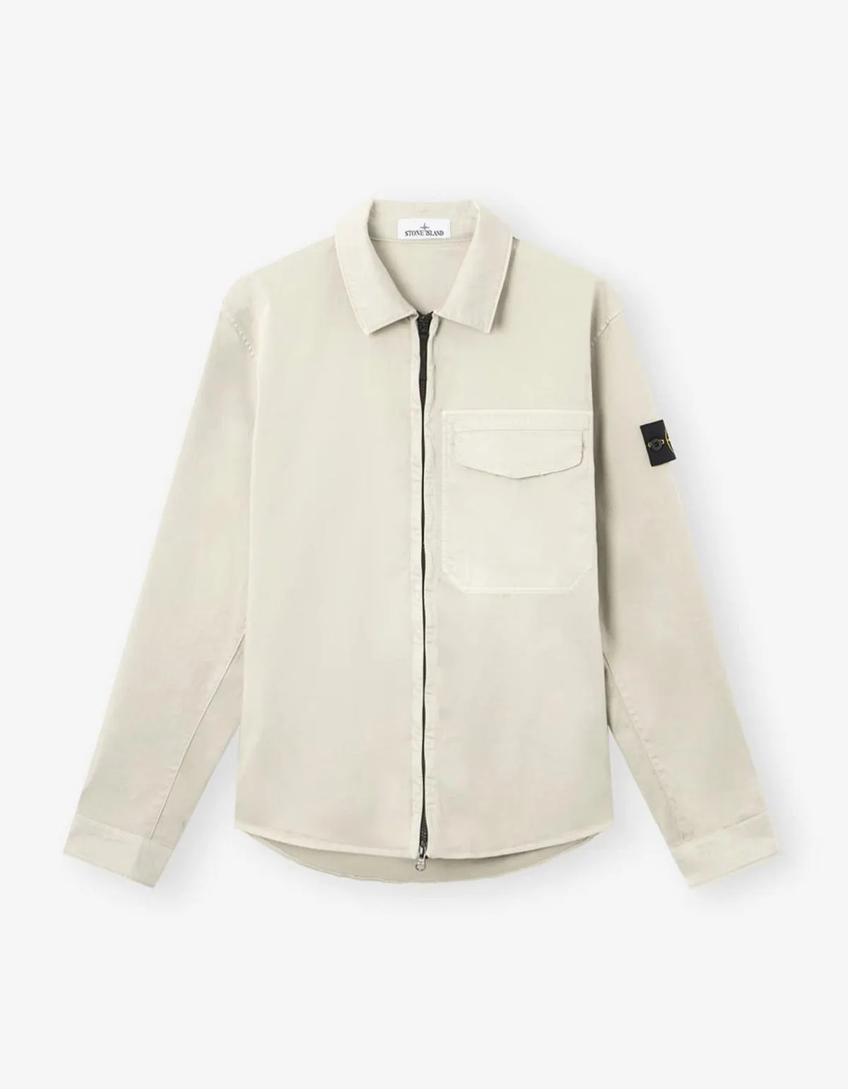 Stone Island Grey Cotton Satin Overshirt sold by Zoo Fashions