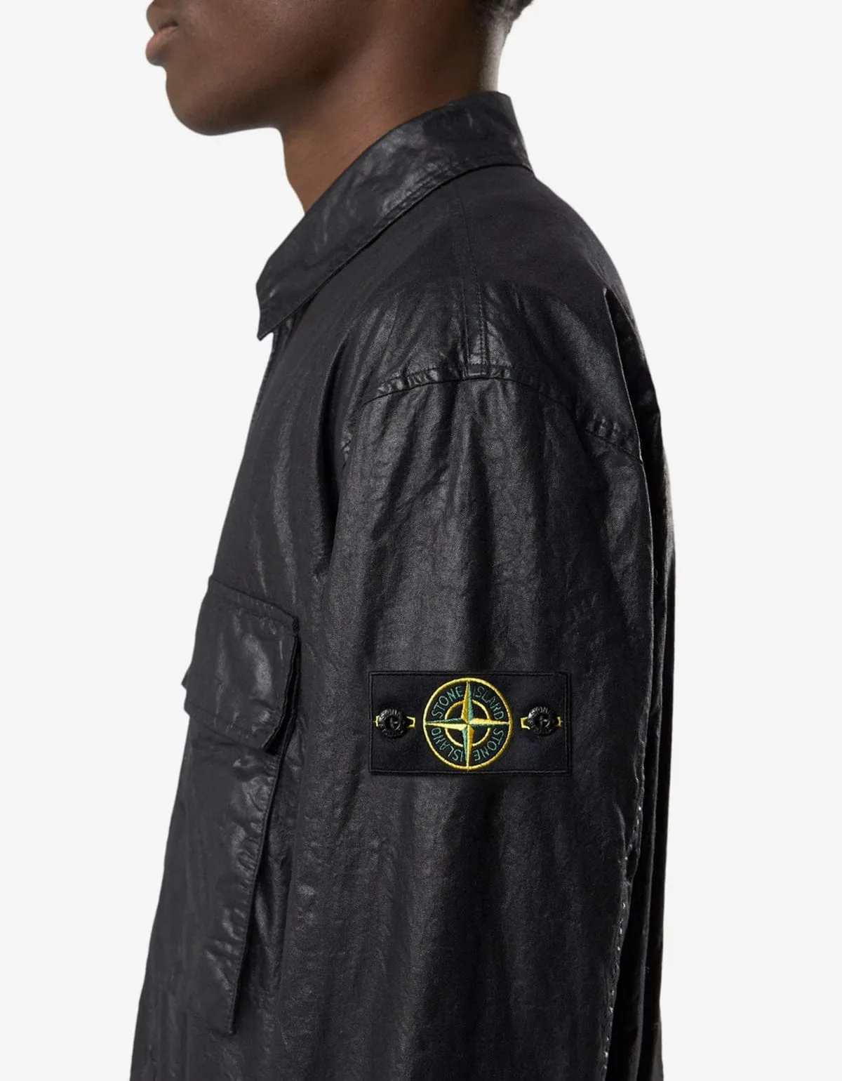Stone Island Black Nylon Panama-TC Overshirt sold by Zoo Fashions product image thumbnail 3