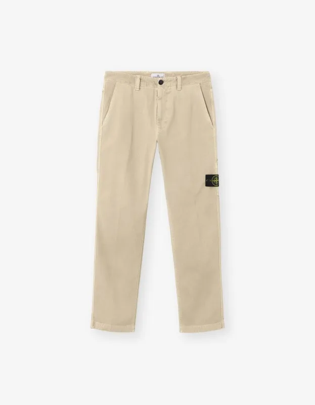 Stone Island Beige Old Effect Trousers made by Stone Island