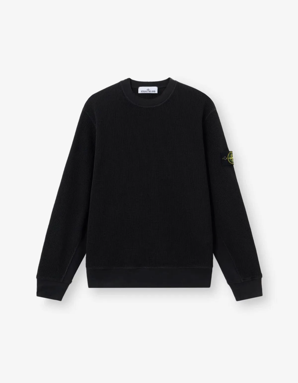 Stone Island Black Organic Cotton Waffle Sweatshirt sold by Zoo Fashions