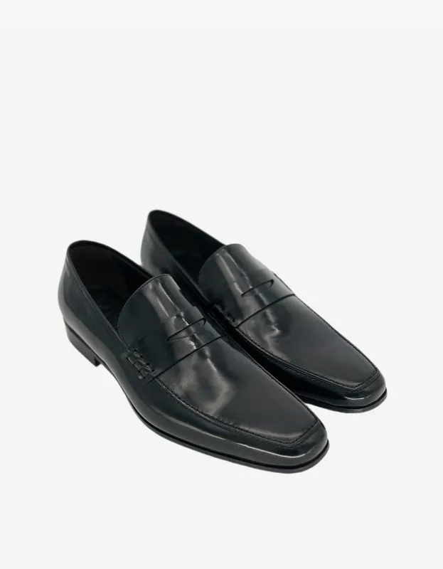 Lanvin Black Hi-Shine Leather Penny Loafer made by Lanvin
