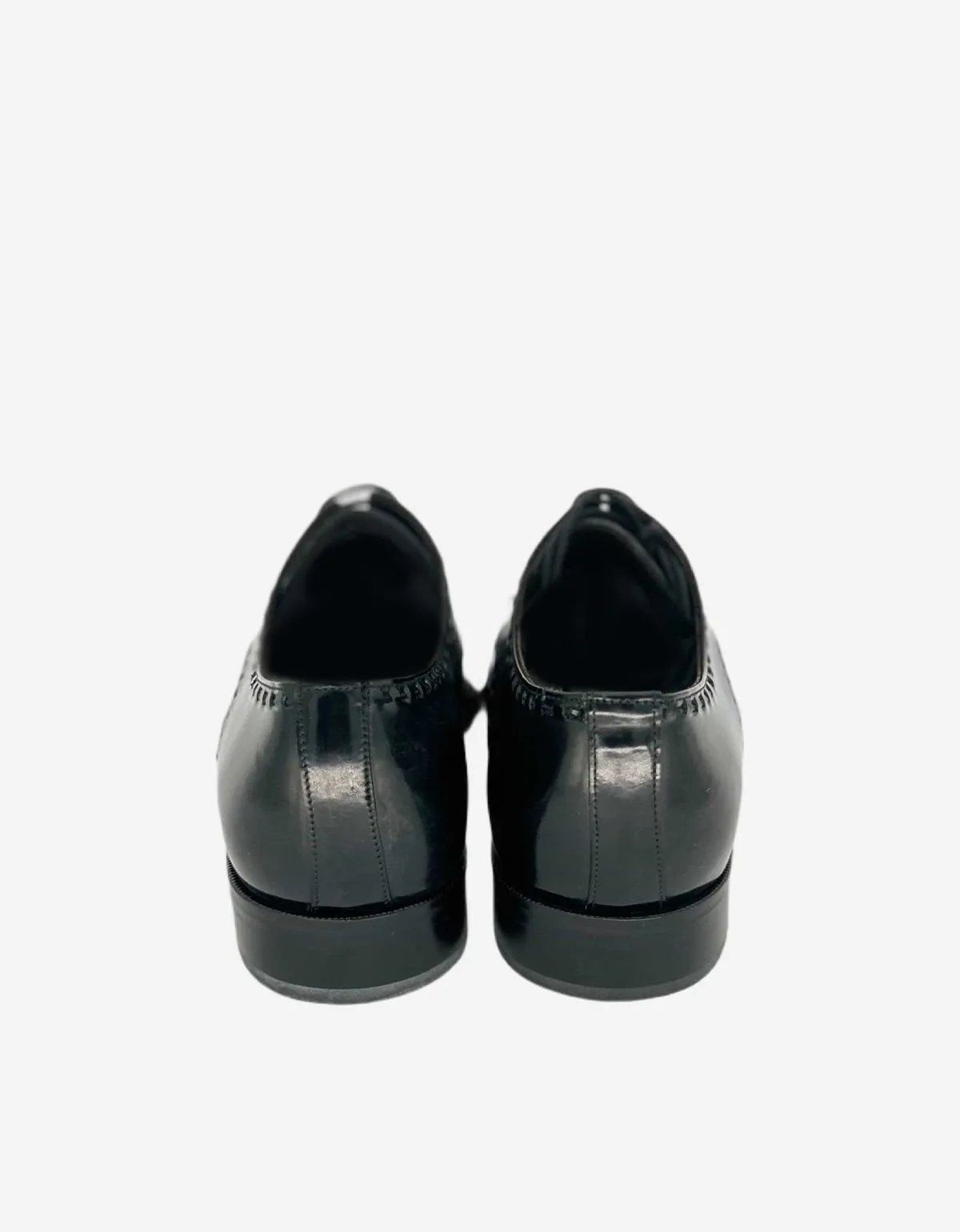 Lanvin Black Hi-Shine Leather Derby Brogue Shoes sold by Zoo Fashions product image thumbnail 5