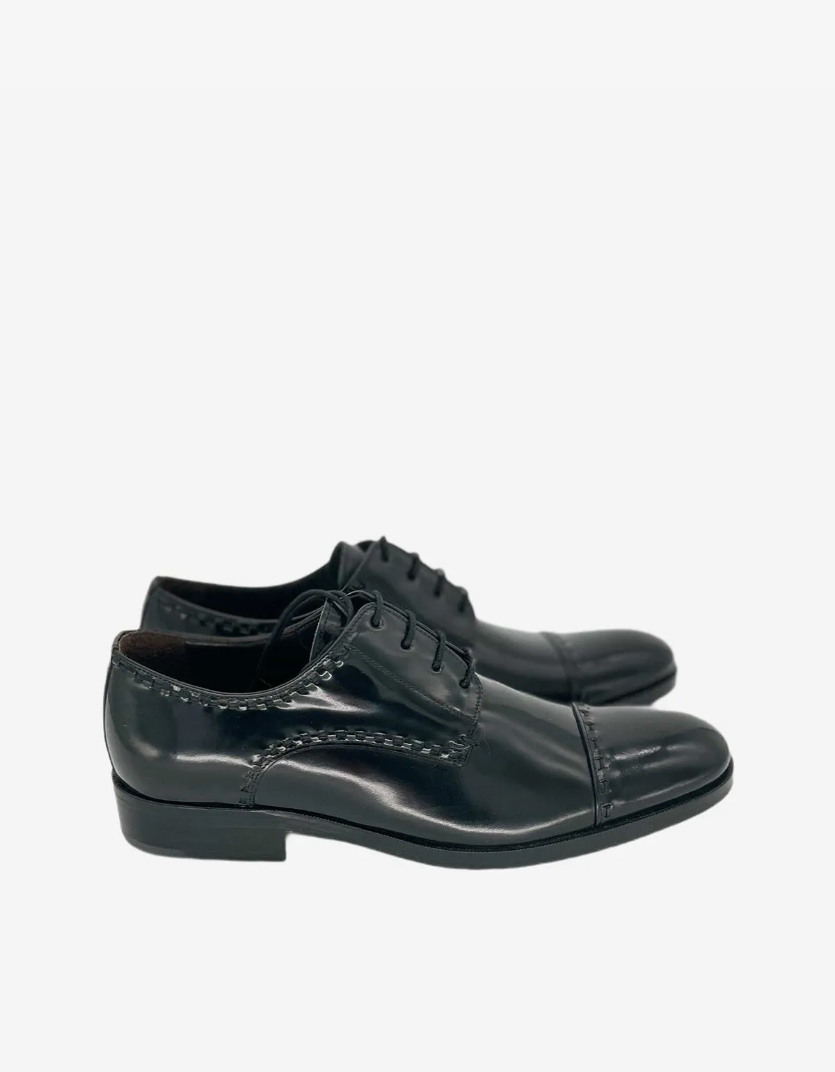 Lanvin Black Hi-Shine Leather Derby Brogue Shoes sold by Zoo Fashions product image thumbnail 2