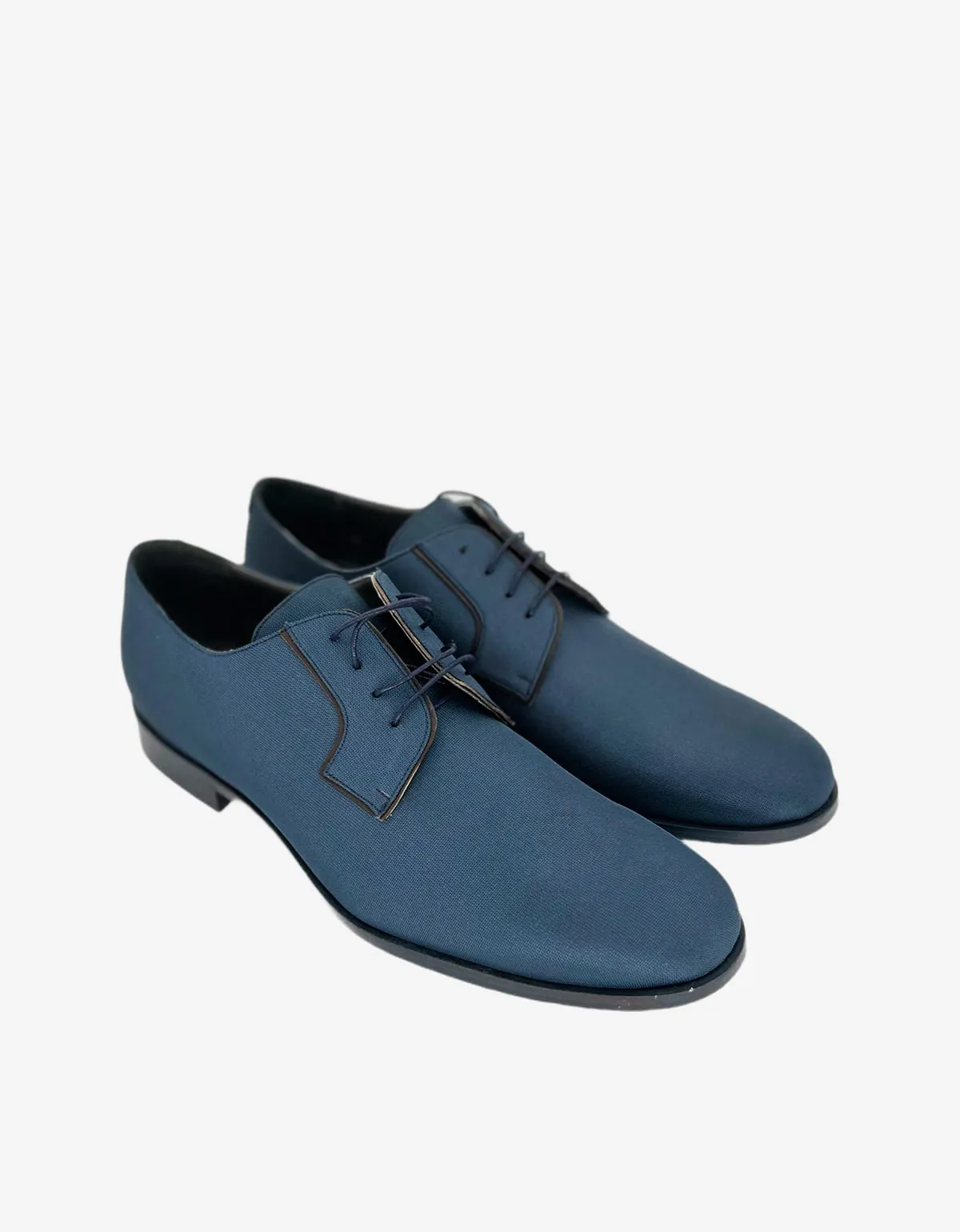 Lanvin Blue Nylon Weave Derby Shoes sold by Zoo Fashions