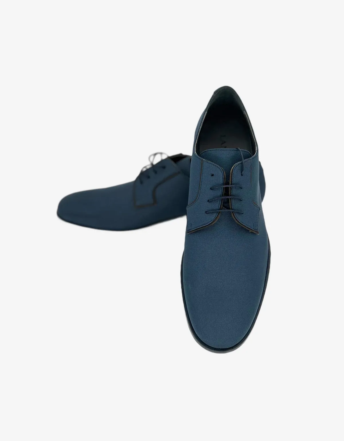 Lanvin Blue Nylon Weave Derby Shoes sold by Zoo Fashions product image thumbnail 4