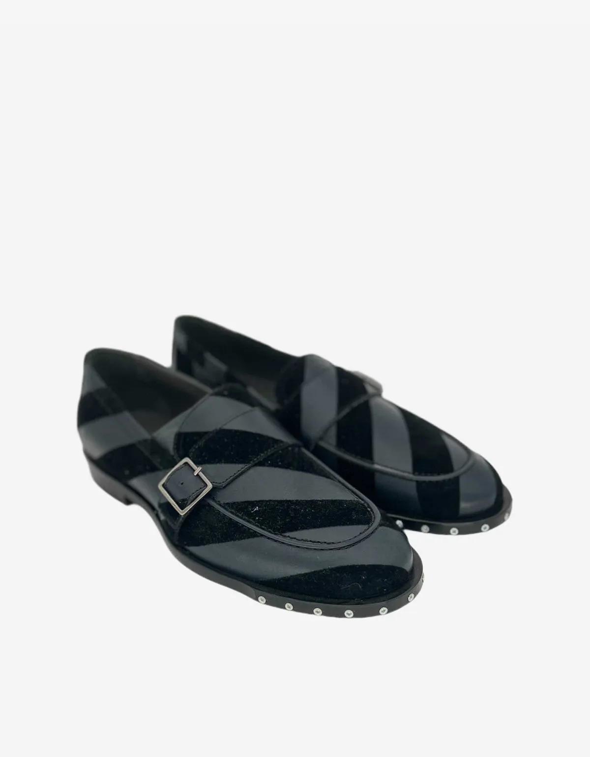 Lanvin Black Velvet Strap Buckle Leather Shoes sold by Zoo Fashions