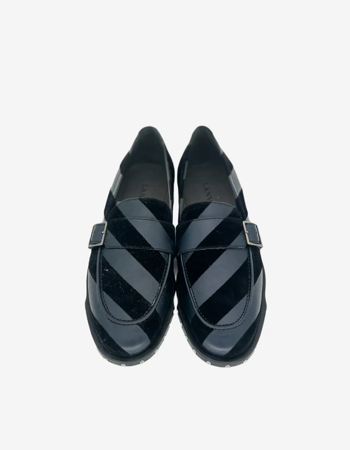 Lanvin Black Velvet Strap Buckle Leather Shoes sold by Zoo Fashions product image thumbnail 3