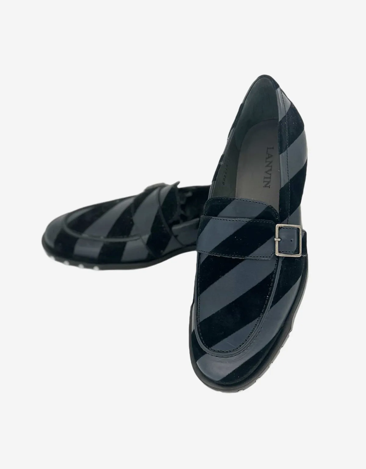 Lanvin Black Velvet Strap Buckle Leather Shoes sold by Zoo Fashions product image thumbnail 4