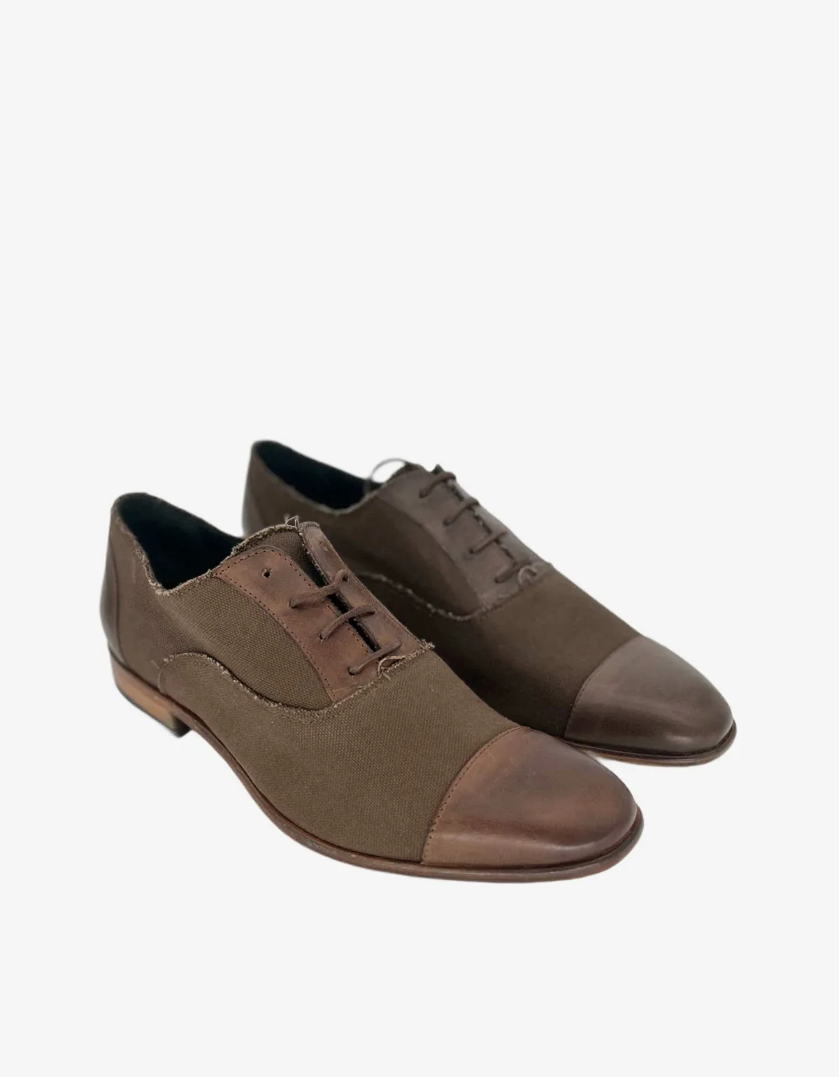 Lanvin Brown Bi-Fabric Oxford Shoes sold by Zoo Fashions