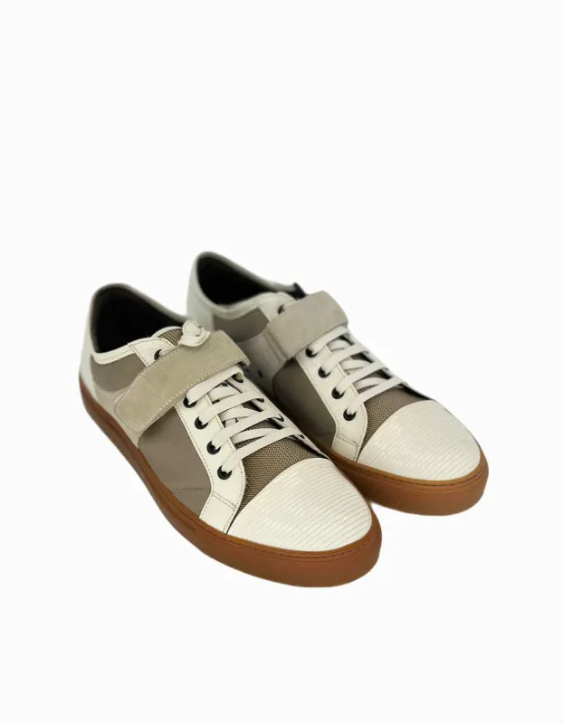 Lanvin Brown Bi Fabric Velcro Strap Trainers made by Lanvin
