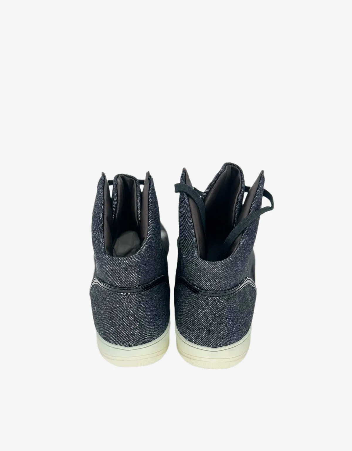 Lanvin Denim Blue Hi Top Sneaker With Patent Leather Details sold by Zoo Fashions product image thumbnail 5