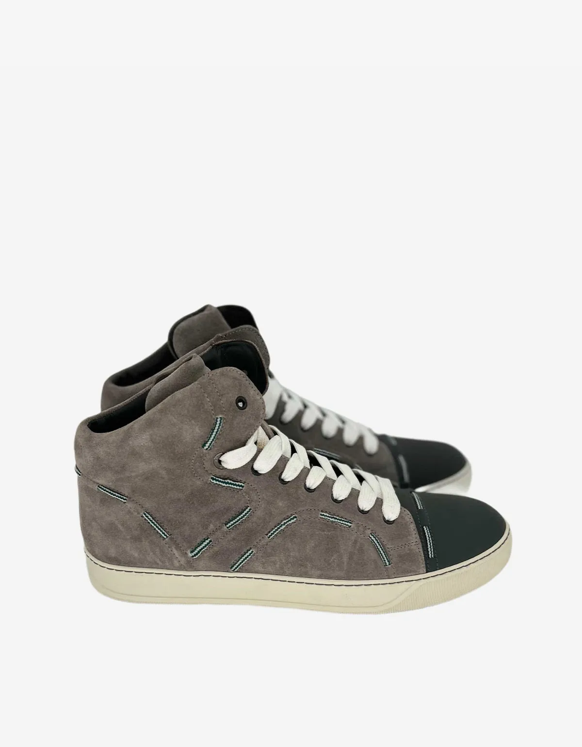 Lanvin Grey Suede Leather High Top Trainers sold by Zoo Fashions product image thumbnail 2
