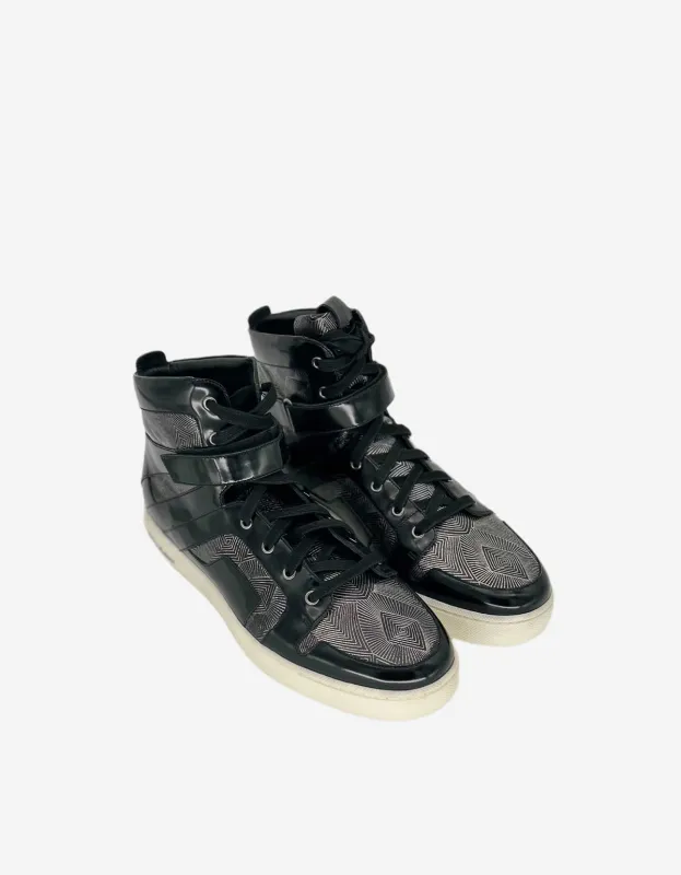 Pierre Balmain Black & Silver Geometric Pattern High Top Trainers made by Balmain