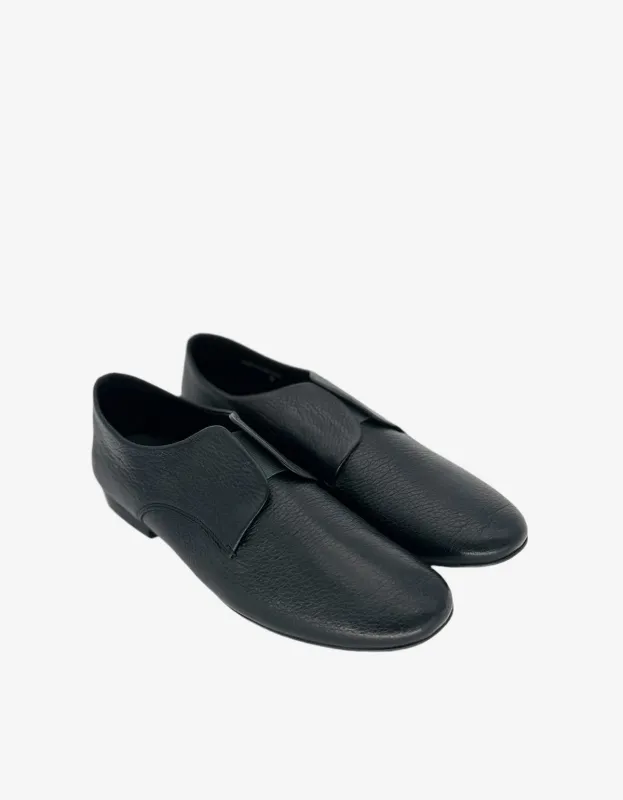 Lanvin Black Grain Leather Slip-On Derby Shoes with Elastic Band — Early 2010s Archive sold by Zoo Fashions
