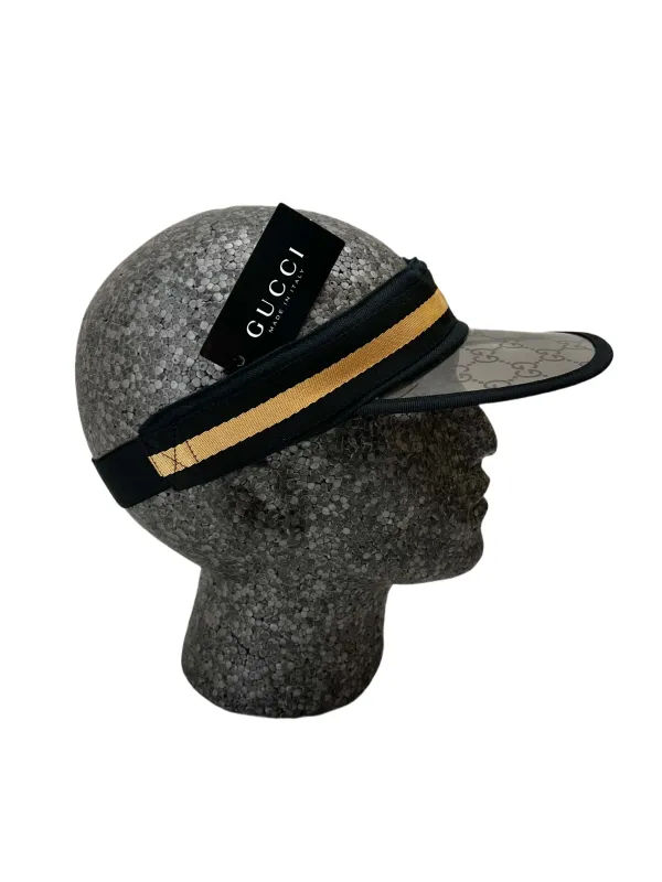 Gucci Transparent GG Print Peak Visor with Black Headband & Gold Stripe — Circa 2005 Archive made by Gucci
