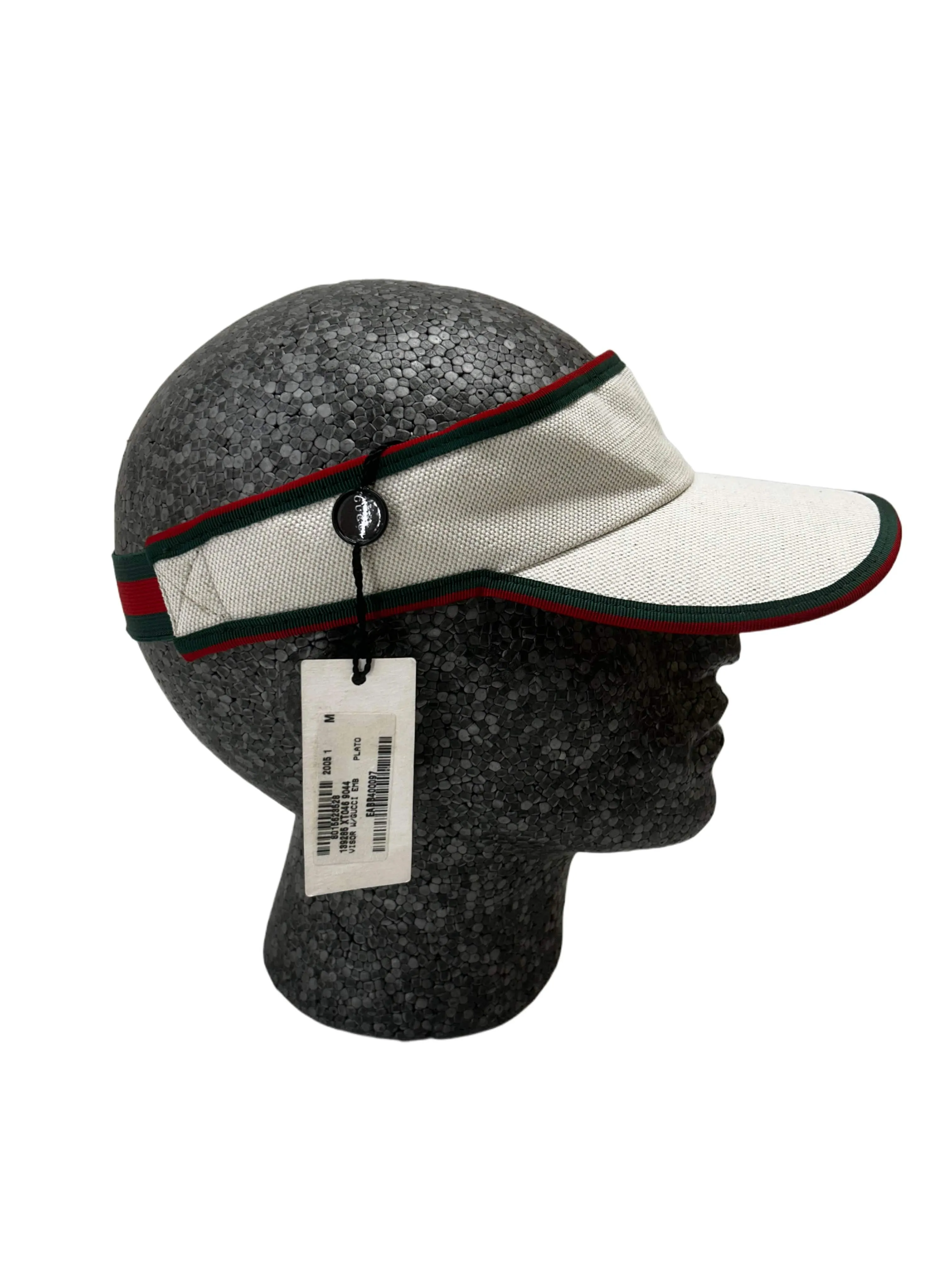 Gucci Cotton Linen GG Jacquard Tennis Visor with Script Logo & Stripe Band — Late 2000s Archive sold by Zoo Fashions product image thumbnail 2