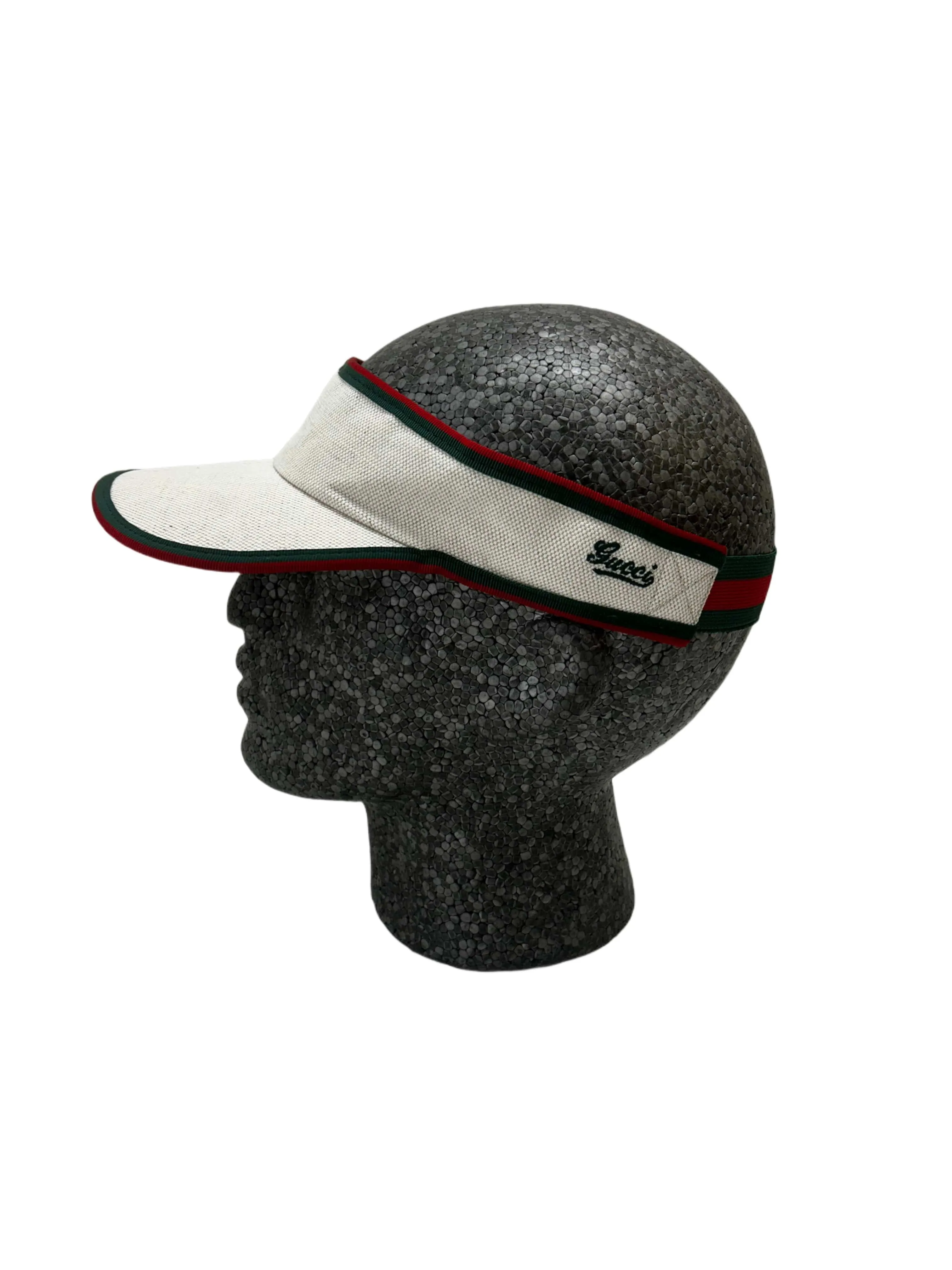 Gucci Cotton Linen GG Jacquard Tennis Visor with Script Logo & Stripe Band — Late 2000s Archive sold by Zoo Fashions product image thumbnail 3