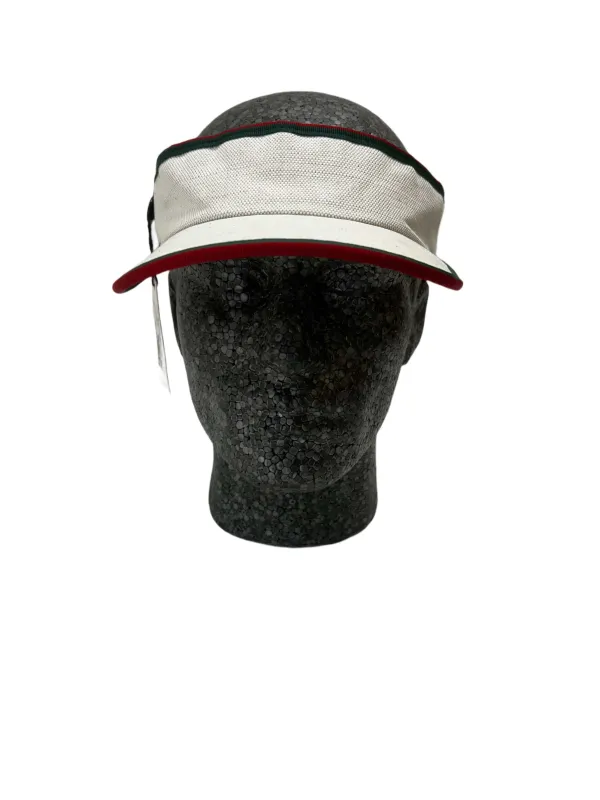 Gucci Cotton Linen GG Jacquard Tennis Visor with Script Logo & Stripe Band — Late 2000s Archive made by Gucci