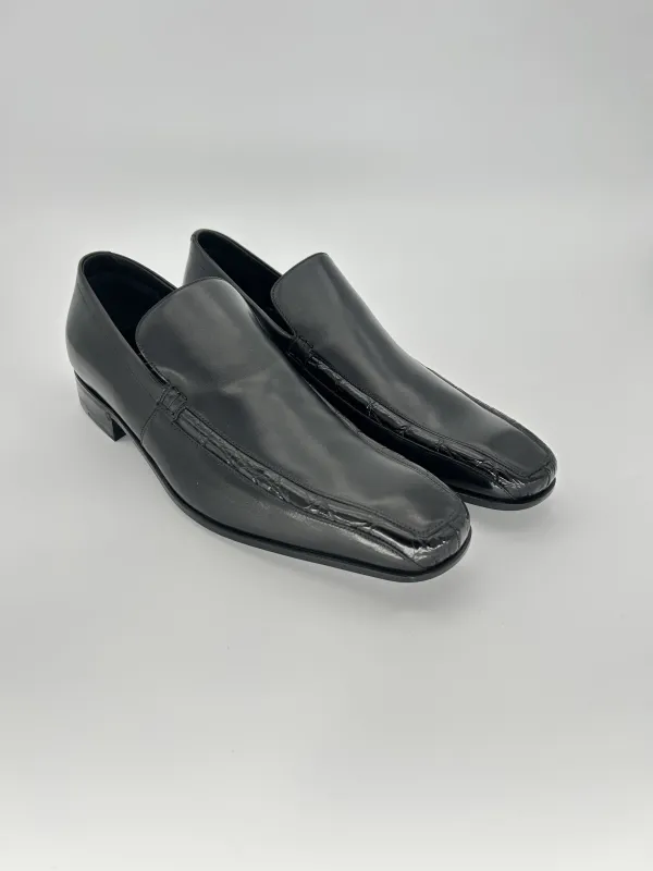 Gucci Black Leather Moccasin with Python Trim — Late 2000s Archive, Made in Italy made by Gucci