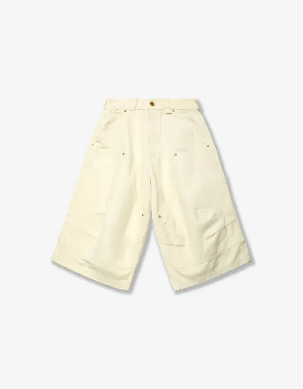 Willy Chavarria White Stockton Double Knee Short made by Willy Chavarria