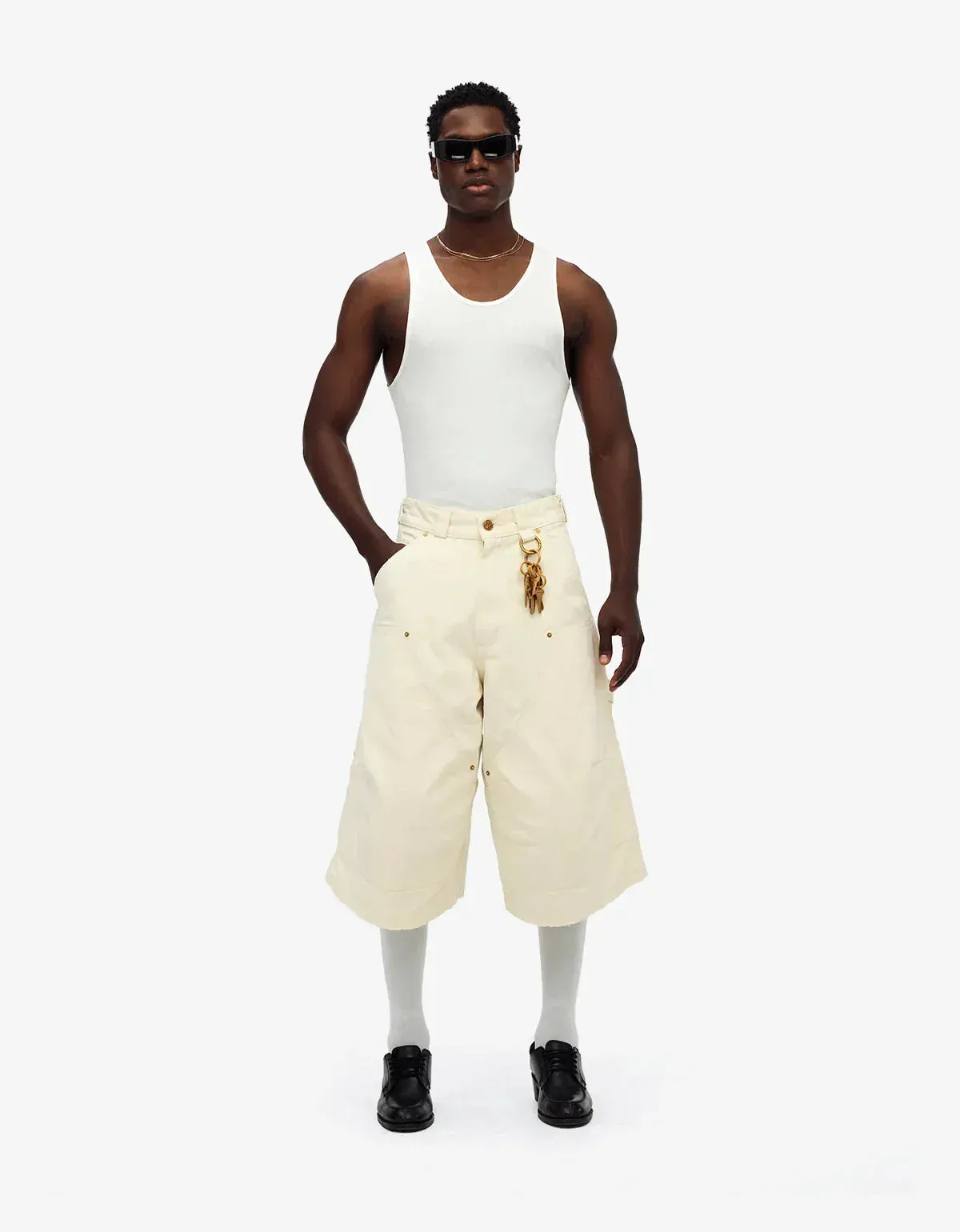 Willy Chavarria White Stockton Double Knee Short sold by Zoo Fashions product image thumbnail 4