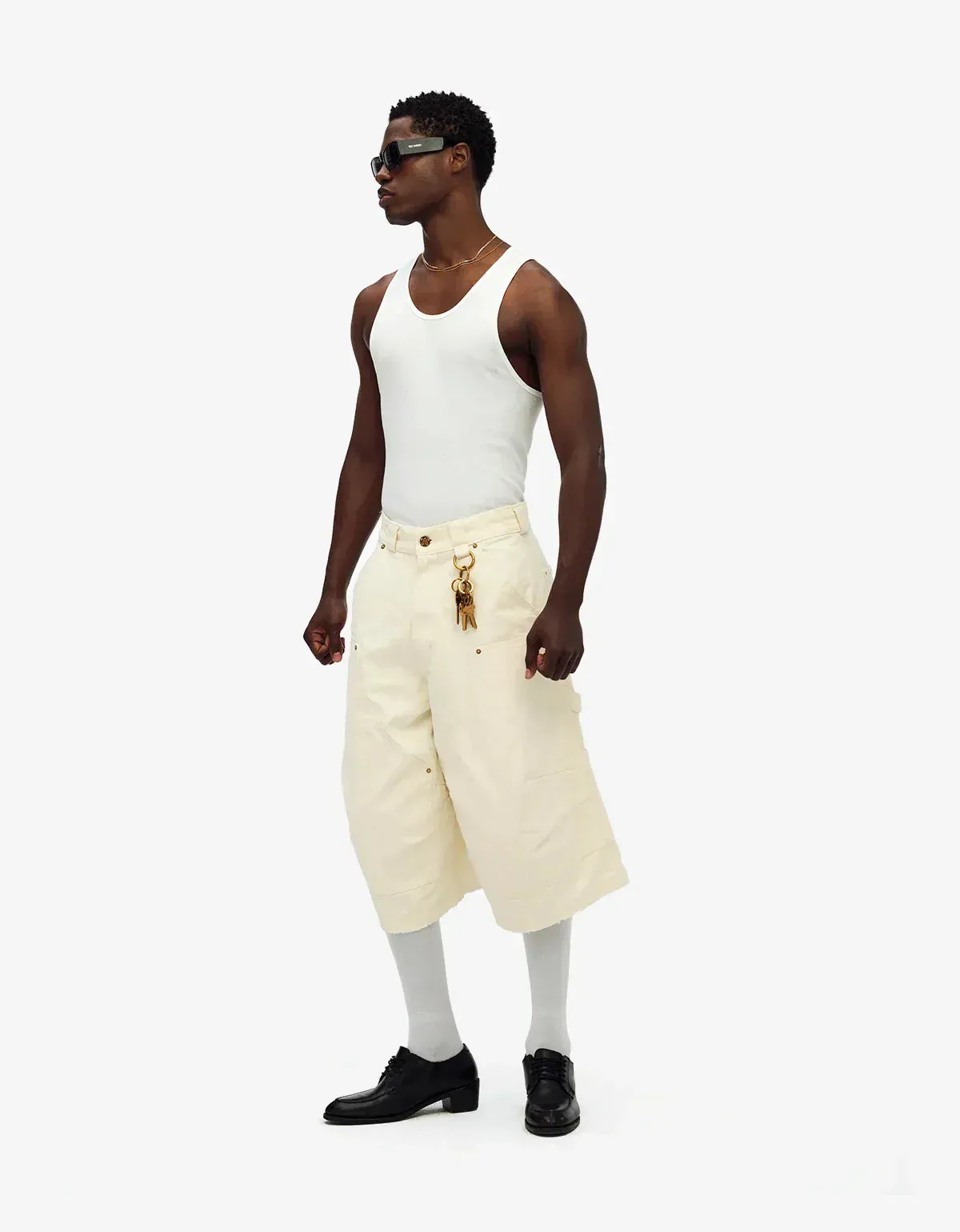 Willy Chavarria White Stockton Double Knee Short sold by Zoo Fashions product image thumbnail 3