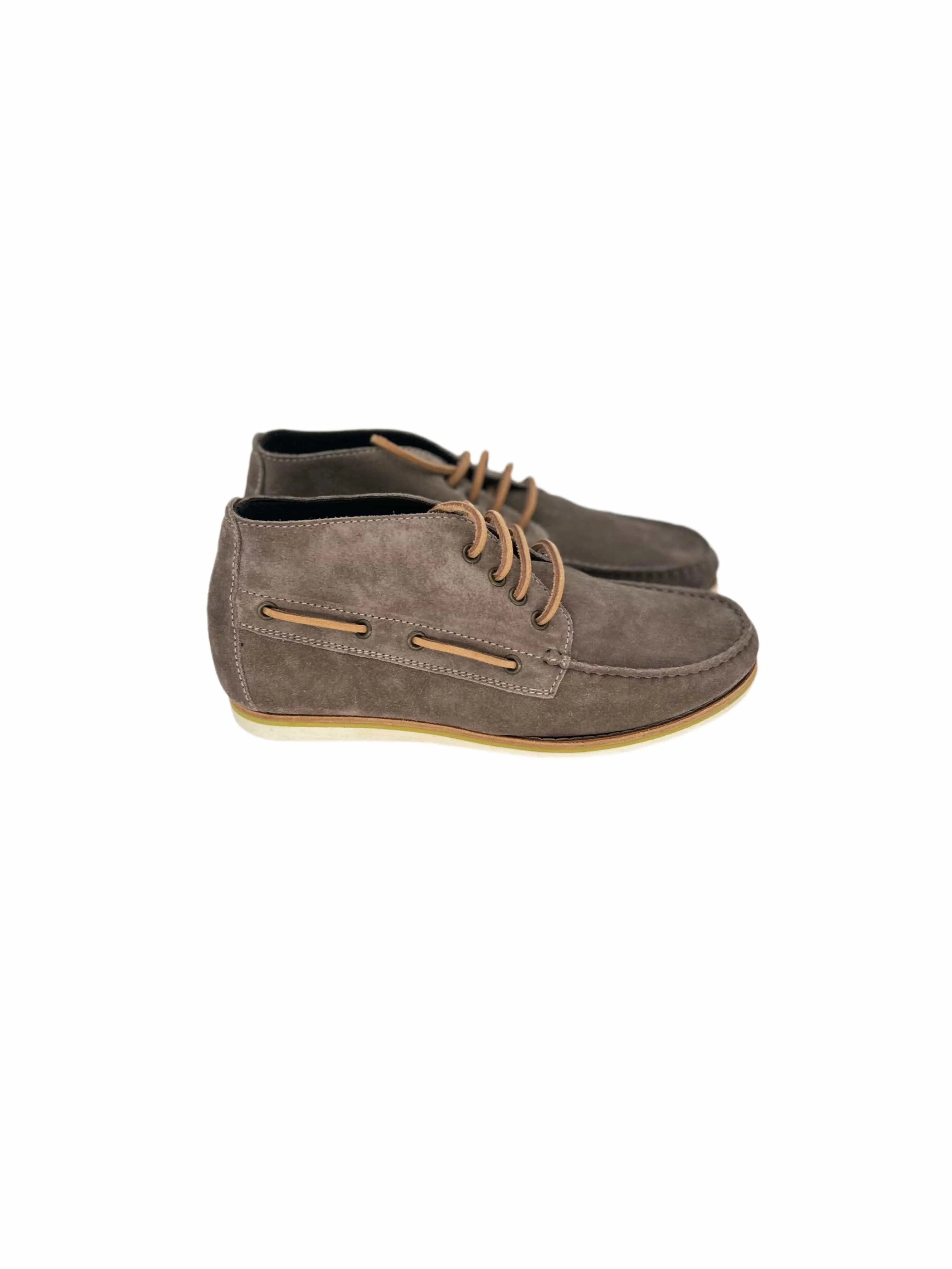 Lanvin Greige Suede Leather Boat Shoes with White Rubber Sole — Made in Italy sold by Zoo Fashions product image thumbnail 2