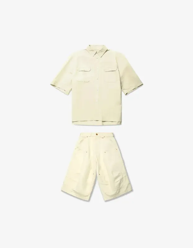 Willy Chavarria White SS Corcoran Shirt & Stockton Double Knee Short made by Willy Chavarria