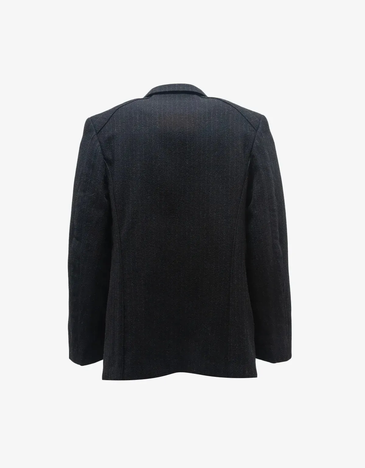 Comme Des Garçons Black Wool Pinstripe Blazer sold by Zoo Fashions product image thumbnail 2