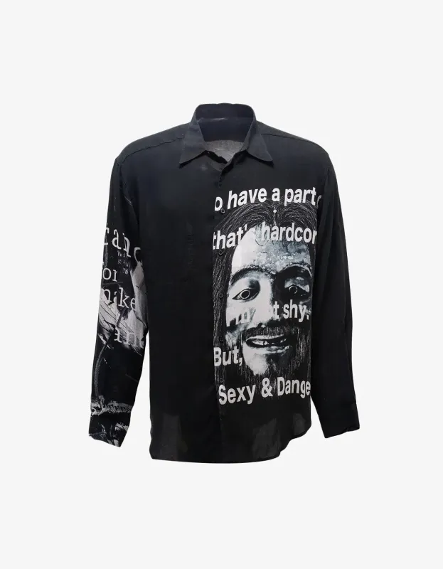 Yohji Yamamoto Black Hannya Mask Yohji Print Shirt made by Yohji Yamamoto