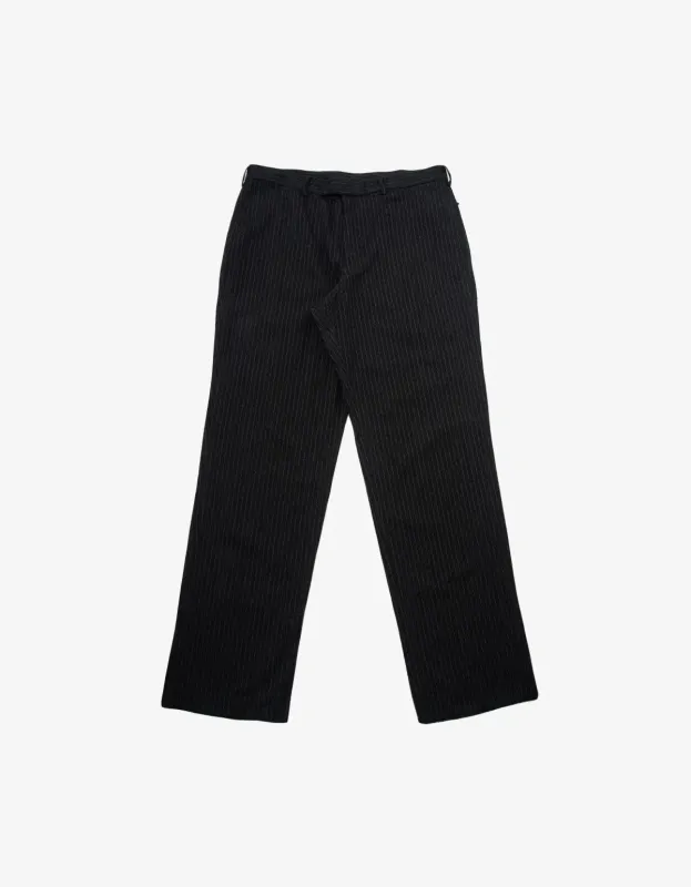 Y’s Yohji Yamamoto Charcoal Grey Wool Flannel Pinstripe Trousers made by Yohji Yamamoto