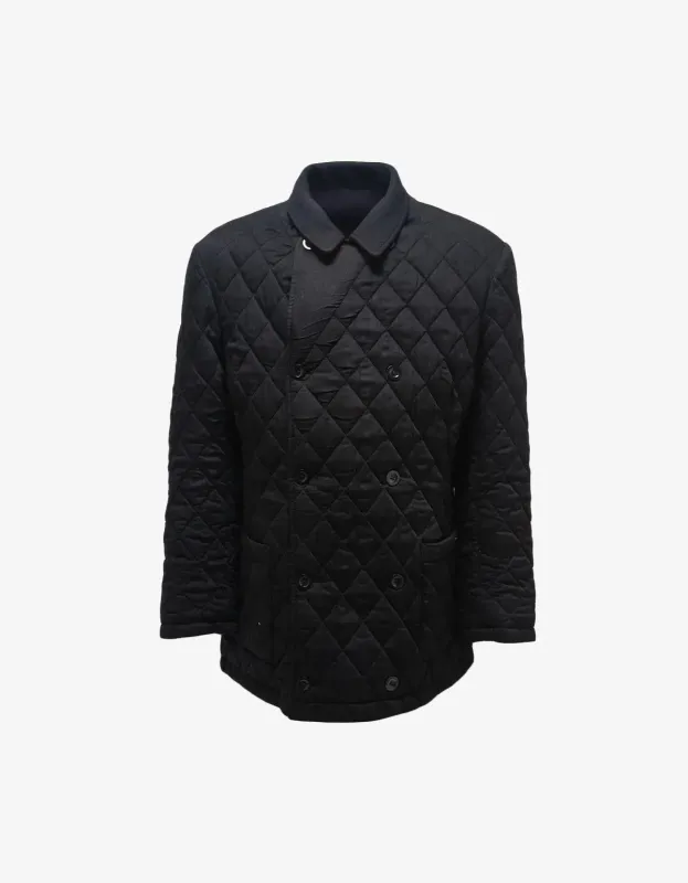 Yohji Yamamoto Black Double Breasted Quilted Coat made by Yohji Yamamoto