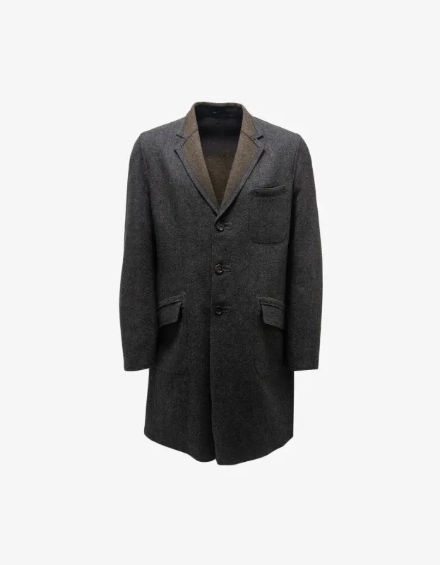 Y's Yohji Yamamoto Grey Wool Crombie Overcoat made by Yohji Yamamoto