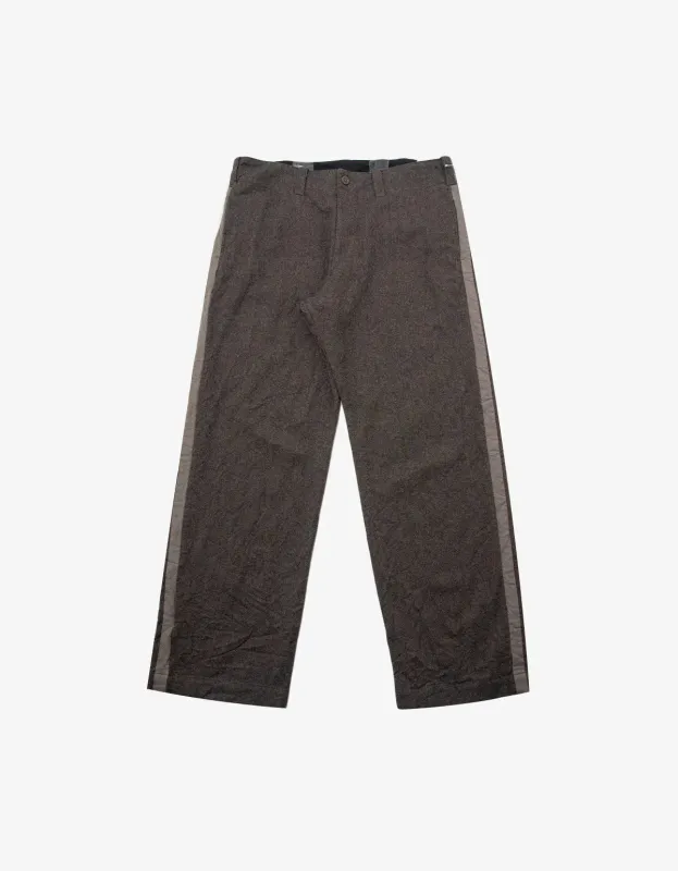 Y's Yohji Yamamoto Brown Light Wool Military Stripe Trousers made by Yohji Yamamoto
