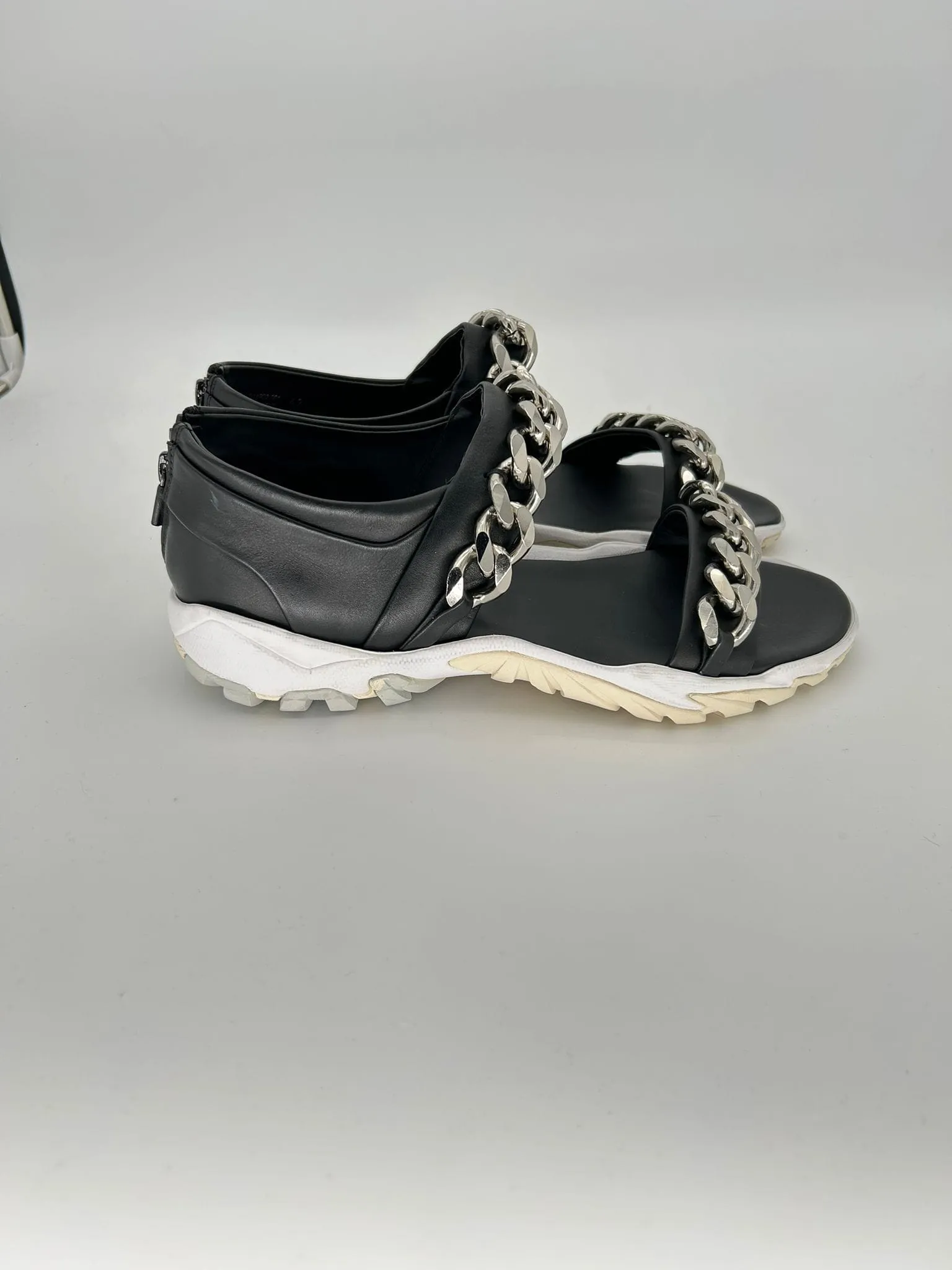 Givenchy Black Leather Chain-Embellished Sandals sold by Zoo Fashions product image thumbnail 2