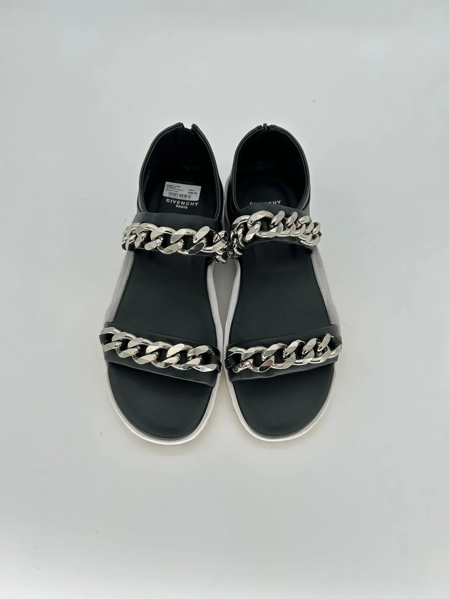Givenchy Black Leather Chain-Embellished Sandals sold by Zoo Fashions product image thumbnail 3