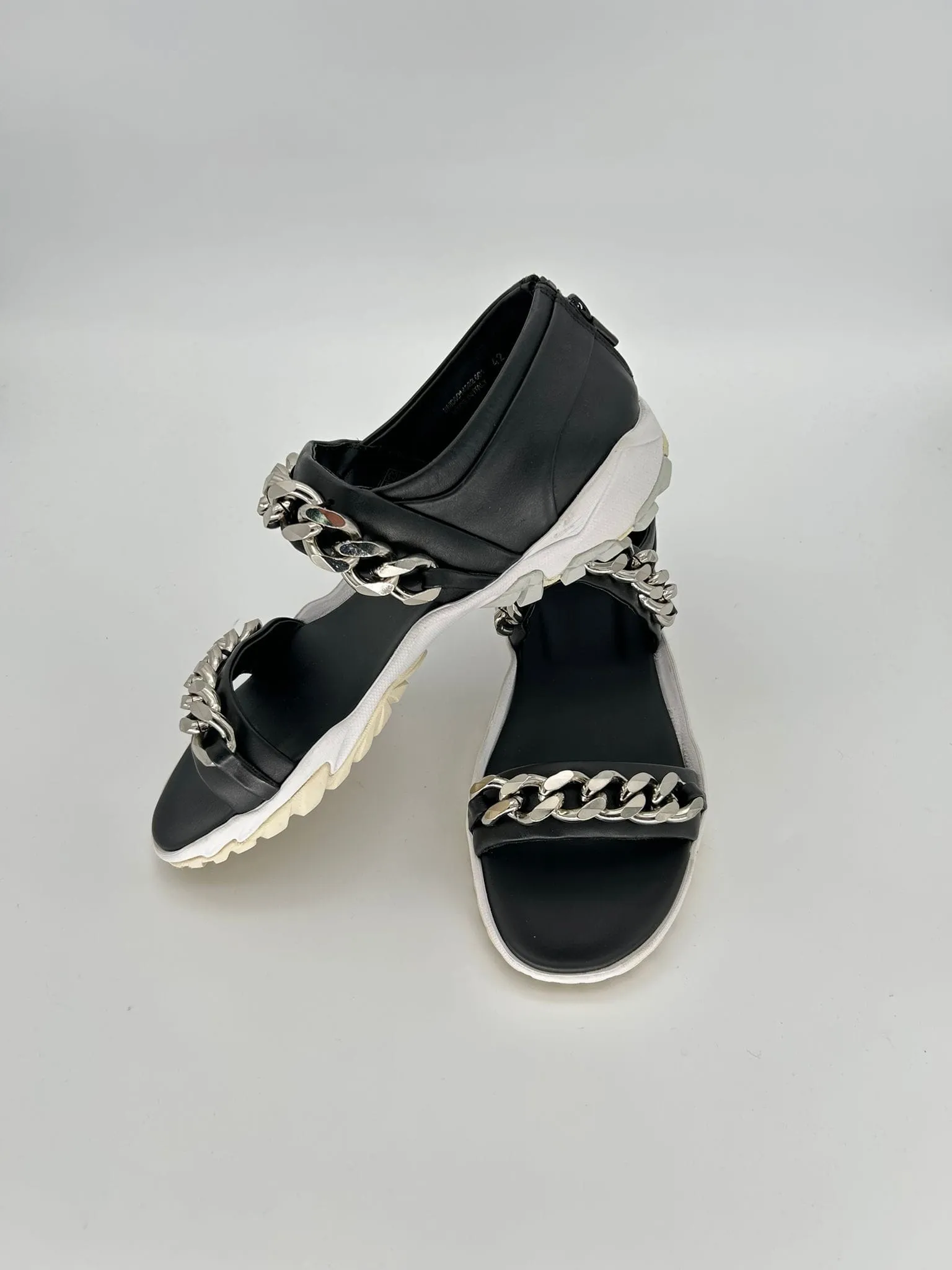 Givenchy Black Leather Chain-Embellished Sandals sold by Zoo Fashions product image thumbnail 4