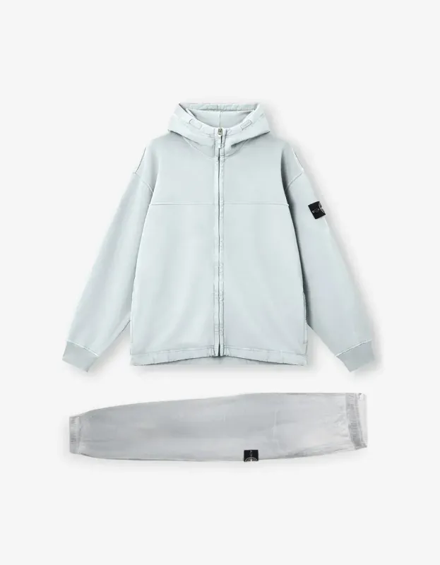 Stone Island Blue Reflective Garment Lamination Hoodie & Pants made by Stone Island