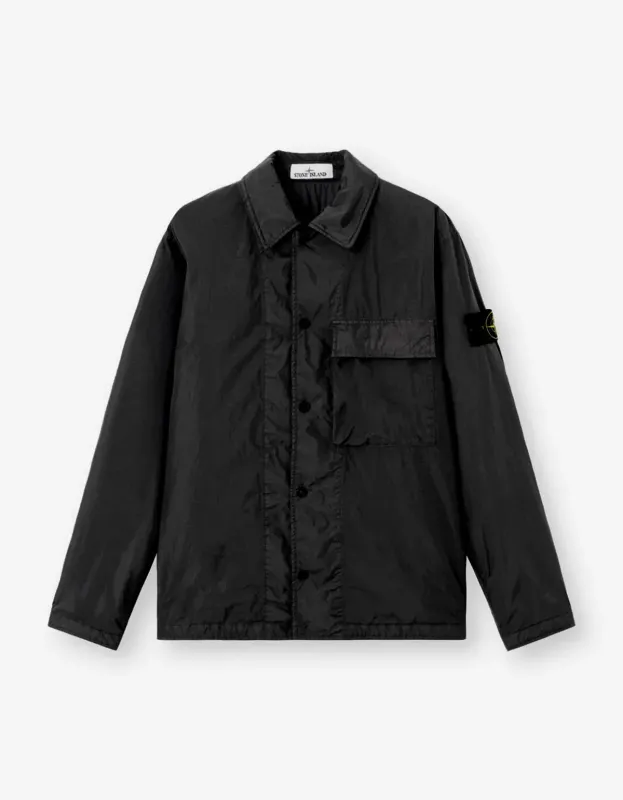 Stone Island Black Crinkle Reps NY Overshirt made by Stone Island