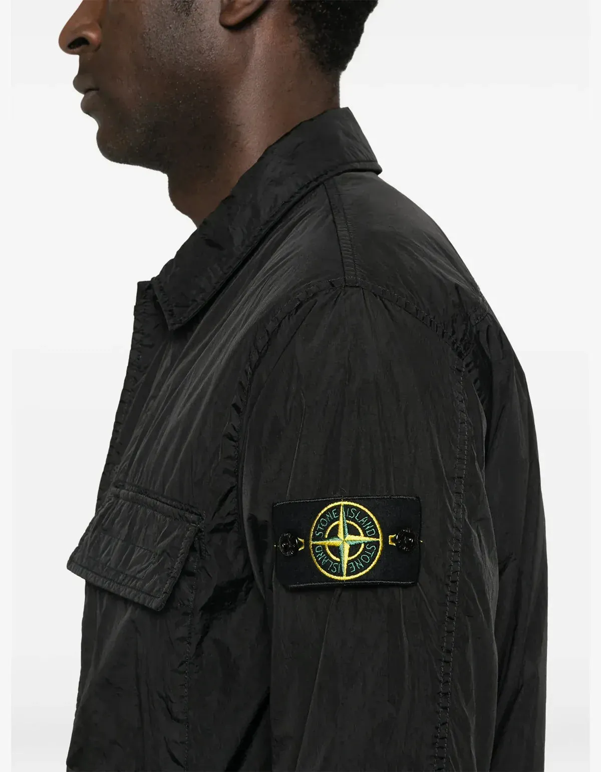 Stone Island Black Crinkle Reps NY Overshirt sold by Zoo Fashions product image thumbnail 3