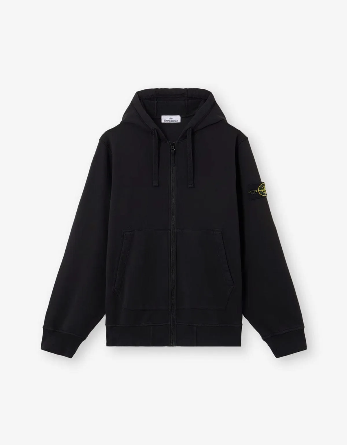 Stone Island Black Organic Cotton Zip Hoodie sold by Zoo Fashions