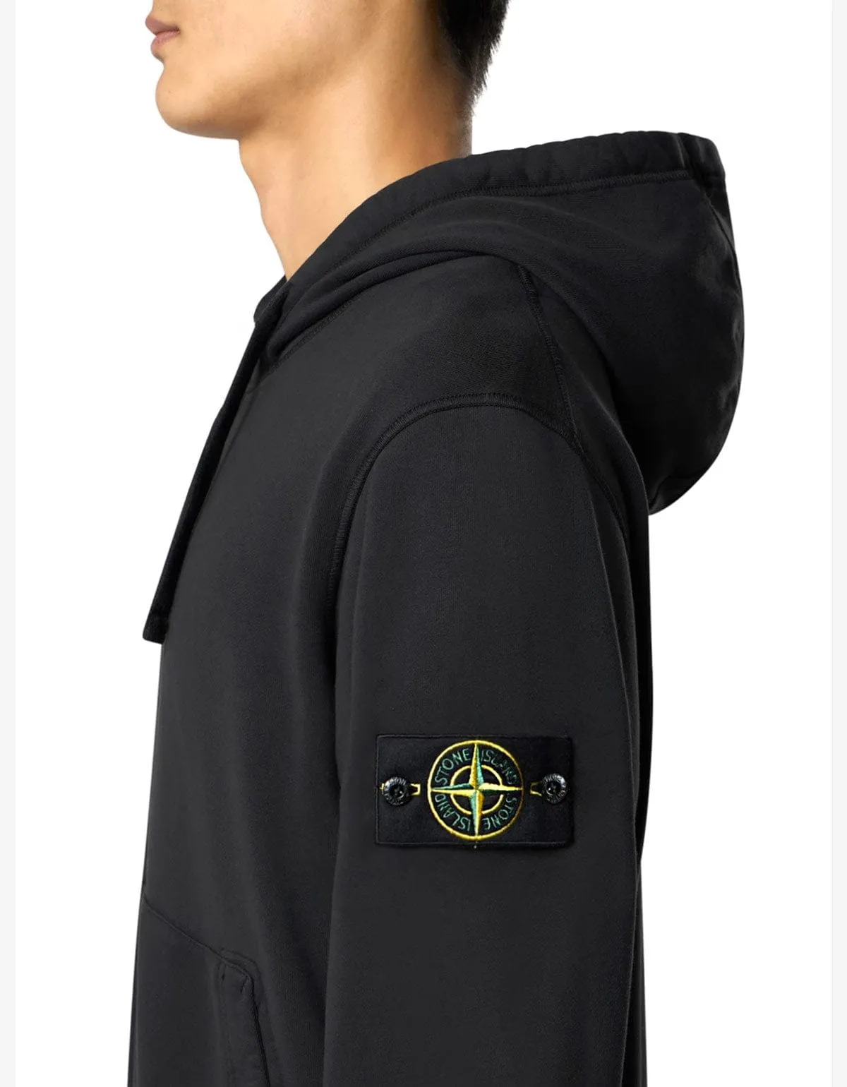 Stone Island Black Organic Cotton Zip Hoodie sold by Zoo Fashions product image thumbnail 3