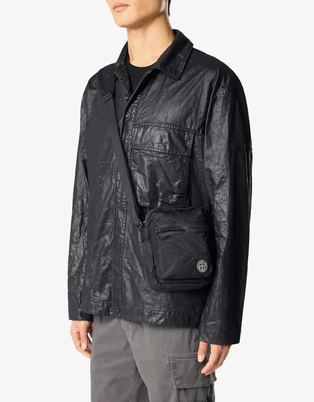 Stone Island Black Coated Nylon Metal Pouch Bag sold by Zoo Fashions product image thumbnail 3