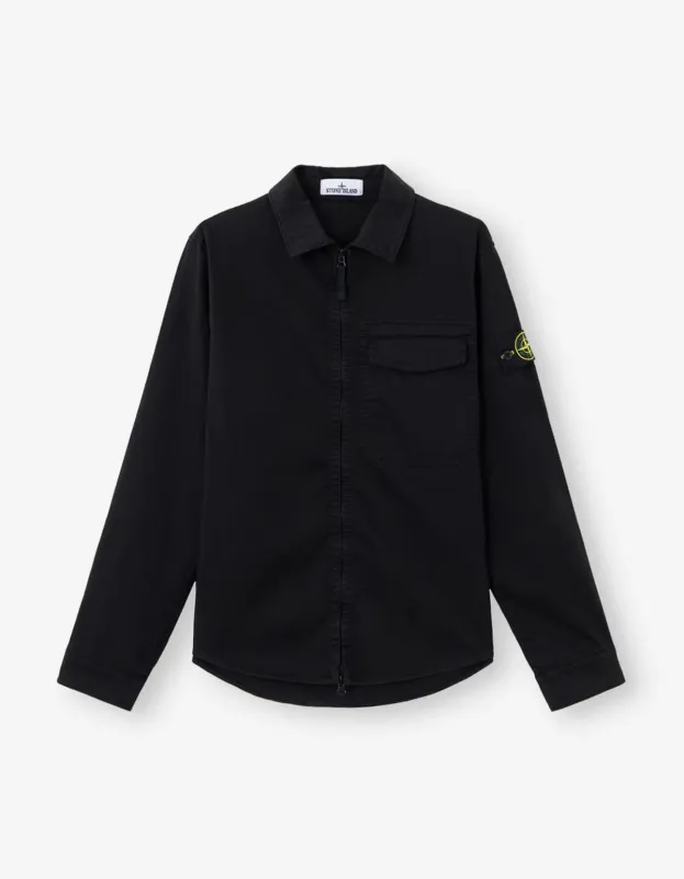 Stone Island Black Cotton Satin Overshirt made by Stone Island
