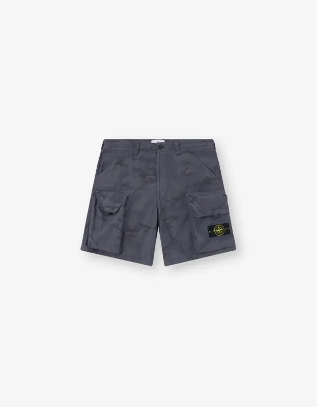 Stone Island Blue Grey Faded Camo Ripstop-TC Shorts made by Stone Island