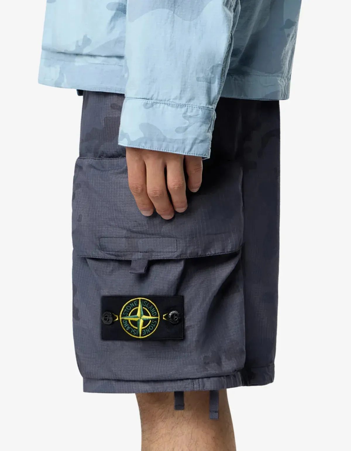 Stone Island Blue Grey Faded Camo Ripstop-TC Shorts sold by Zoo Fashions product image thumbnail 3